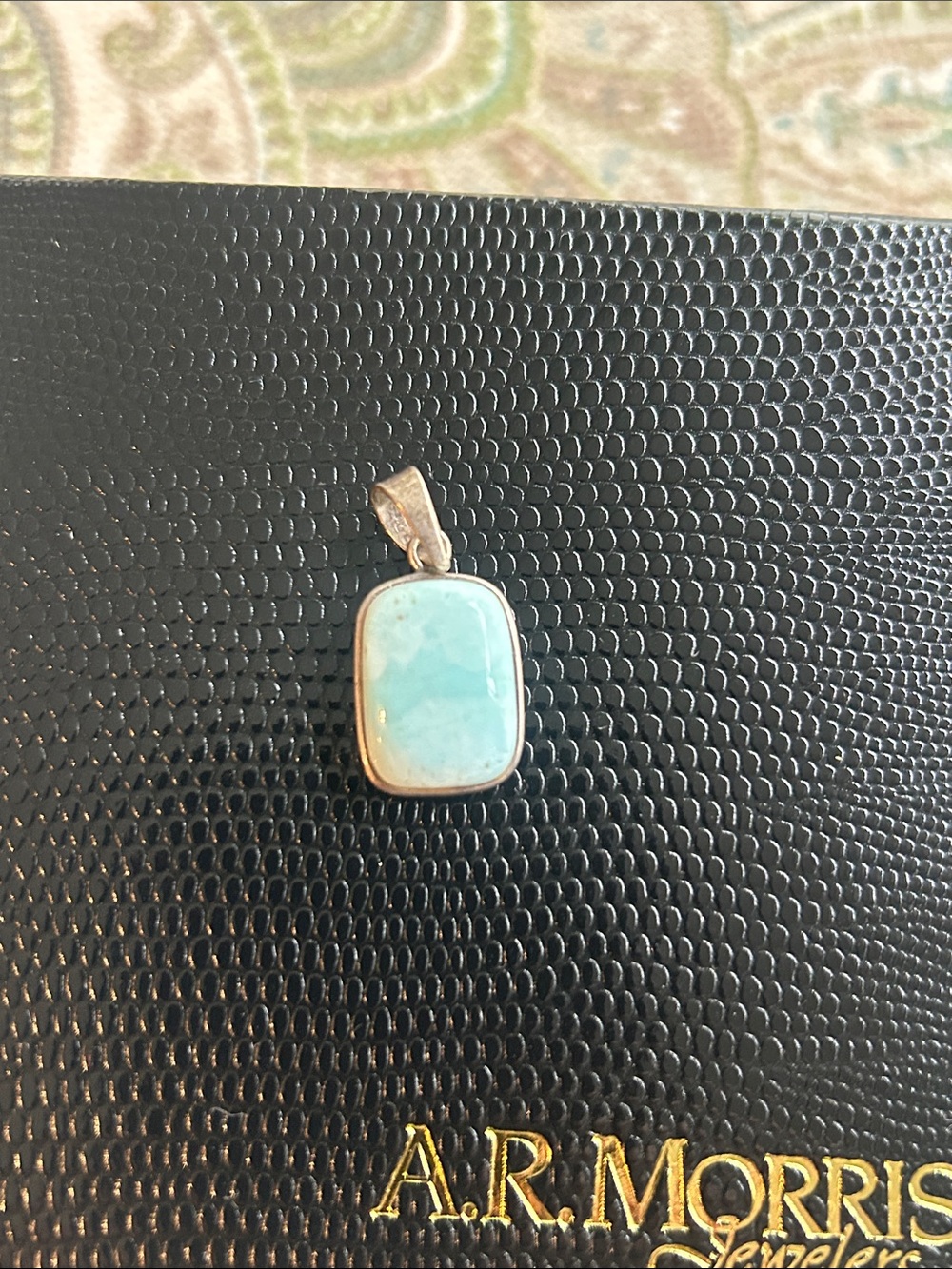 Sterling Silver Aqua Blue Stone Pendant -